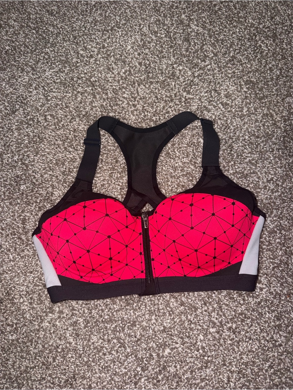 Victoria's Secret Hot Pink & Black Front-Zip Sports Bra